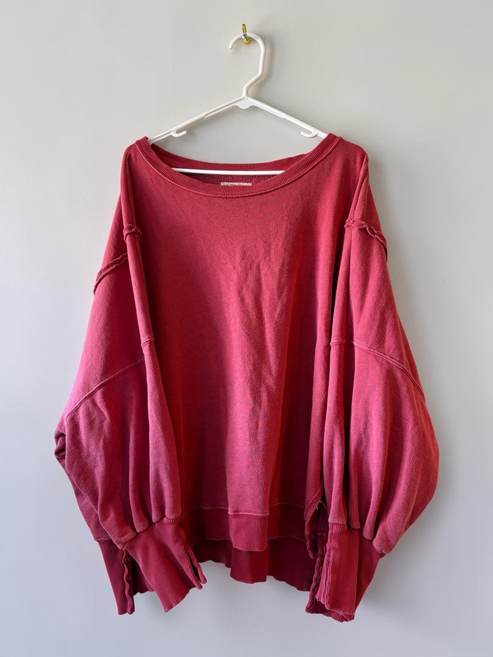 Free People We the Free Camden Sweatshirt Sz Large Oversized Distressed Pullover - Picture 2 of 9